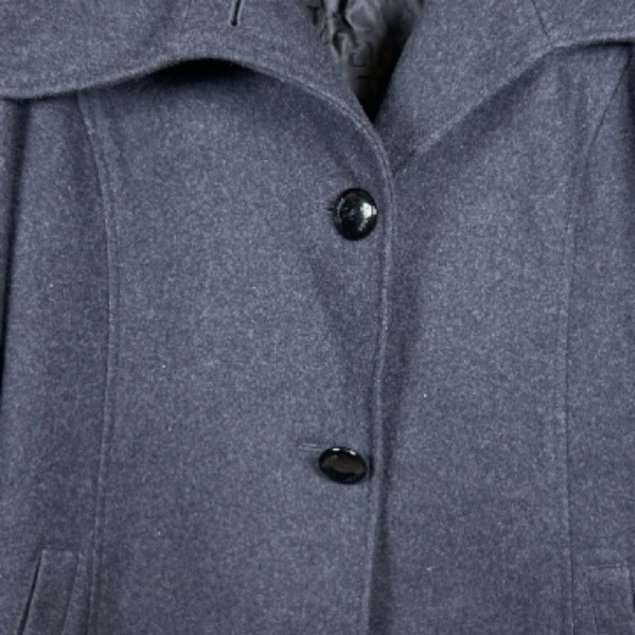 Guess Womens Large Dark Gray Wool Blend Lined Collared Fitted Pea Coat - Picture 8 of 12